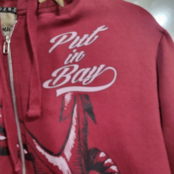 Coconut Creek Trading Put In Bay Red Fleece Jacket Hood Pockets Size Medium - Picture 5 of 6